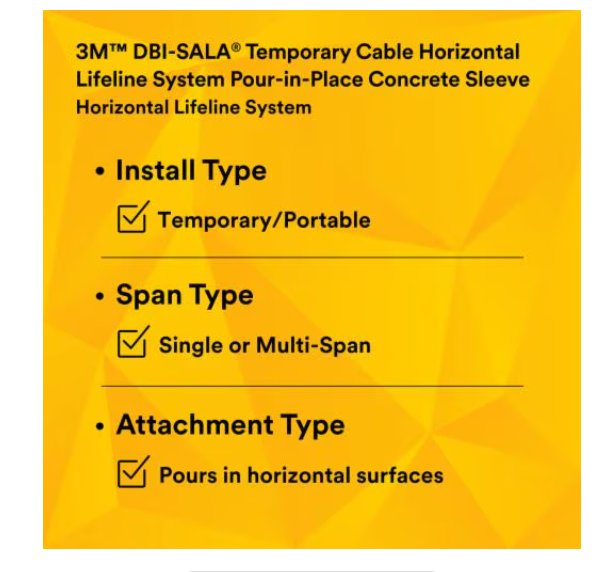 3M DBI-SALA SecuraSpan Pour-in-Place HLL Concrete Sleeve 7400201 from Columbia Safety